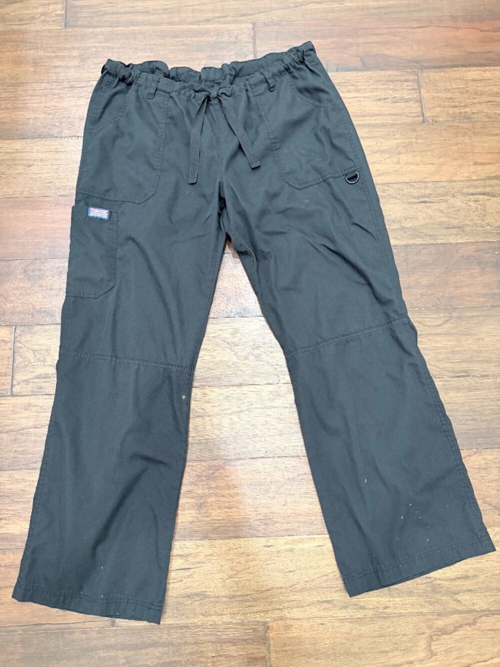 Cherokee Workwear 4020 Black Cargo Scrub Pants Large Drawstring Utility